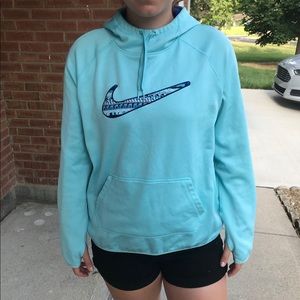 Nike Aqua Teal Funnel Neck Therma-fit Hoodie Large